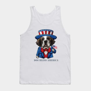 St Bernard Dog Bless America Tank Top